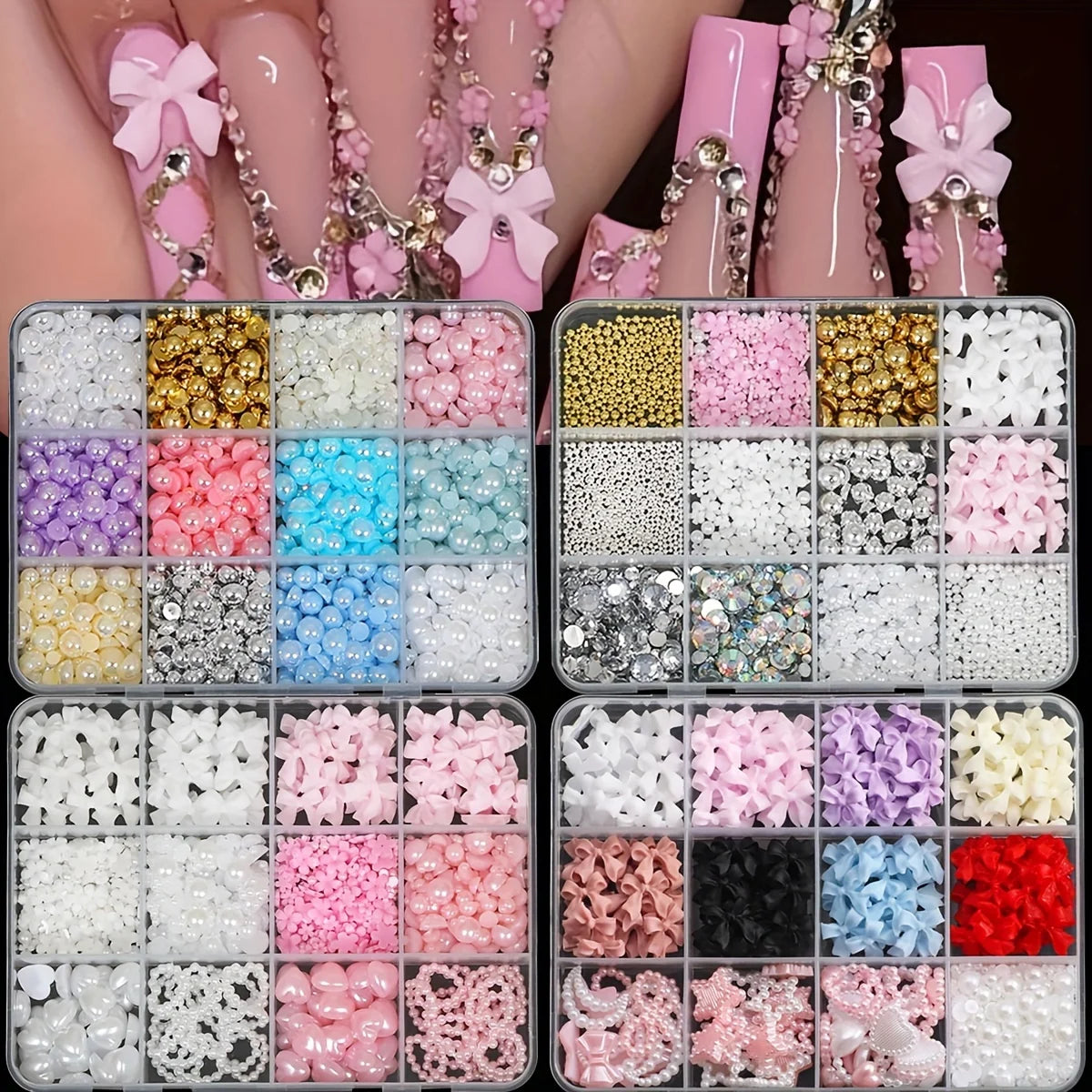 500PCS 3D Nail Art Decoration Kit with Colorful Resin Bows - Smarsty