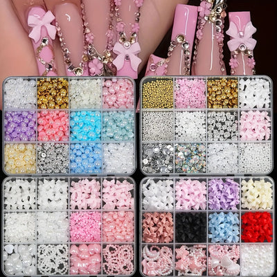 500PCS 3D Nail Art Decoration Kit with Colorful Resin Bows - Smarsty