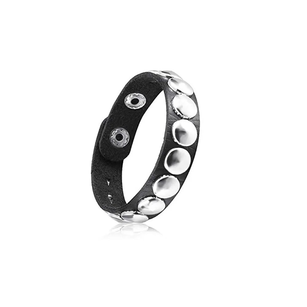 Unisex PU Leather Punk Bracelet With Spikes And Skull - Smarsty