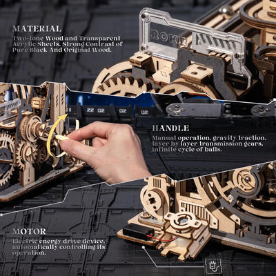 ROBOTIME Rokr Electric Marble Run with Light 3D Puzzle Toys Marble Spaceport Gifts for Kids Children Connect With Night City - Smarsty