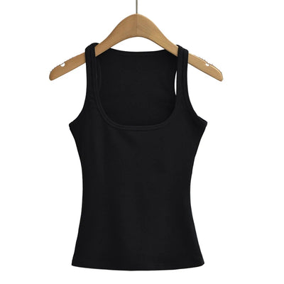 Women Scuplted Square Neck Tank Top - Smarsty