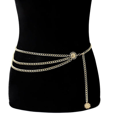 Boho Sunflower Coin Tassel Waist Chain Jewelry - Smarsty