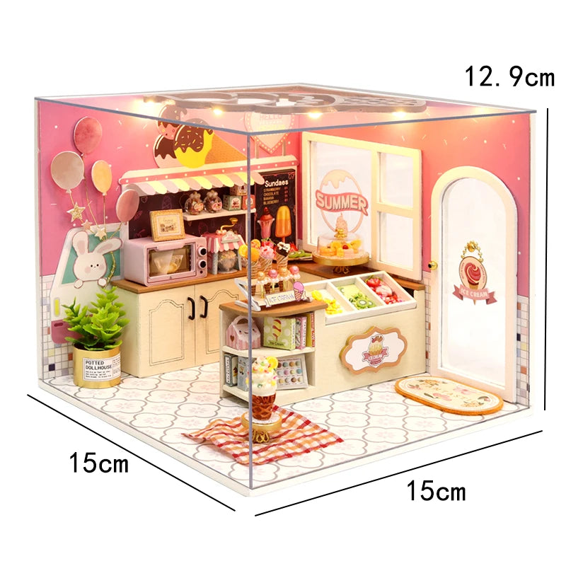DIY Wooden Miniature Doll House Model Building Kits Small House Toy With Furniture For Children Gift Wooden Crafts Dollhouse by Smarsty