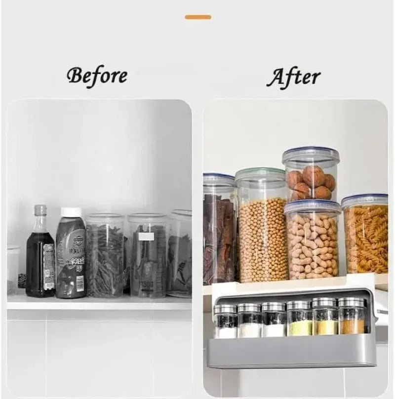 Plastic Seasoning Bottle Storage Rack Kitchen Seasoning Bottle Punch-free Adjustable Multi-functional Seasoning Jar Set