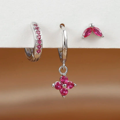 Green Zircon Flower Dangle Earrings Set for Women Fashion Jewelry - Smarsty