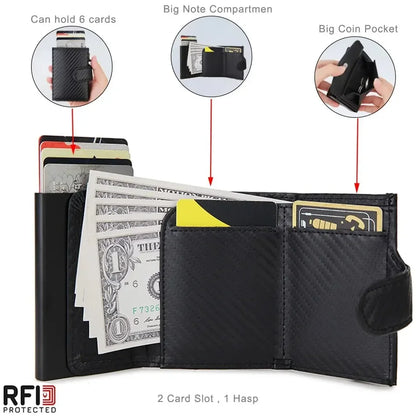 Rfid Microfiber Leather Men Wallets Fashion Card Holder Trifold Wallet Money Bags Smart Slim Thin Coin Pocket Wallet Purse - Smarsty