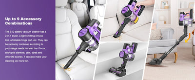 INSE S10 Cordless Vacuum Cleaner, 6-in-1 Stick Vacuum with 45Kpa Powerful Suction, Max 50 Min Runtime Rechargeable Battery - Smarsty