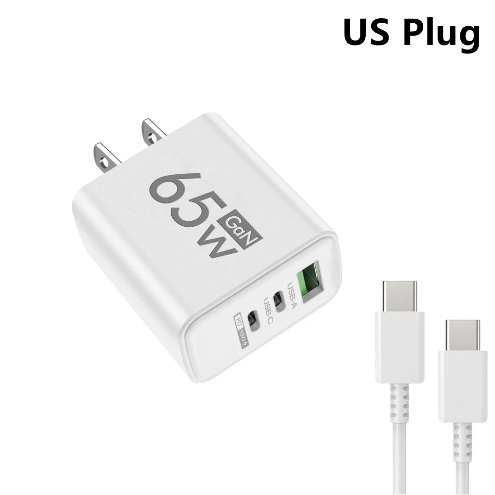 Three Port USB C PD Charger Fast Charge Wall Adapter - Smarsty