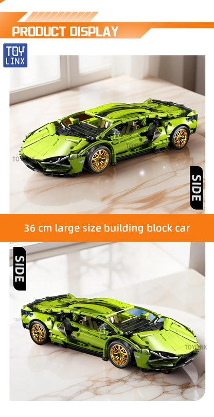 ToylinX Technical Building Blocks Racing Sport Car Speed Vehicle Model City Mechanical Super Bricks Puzzle Toys Adult Gift
