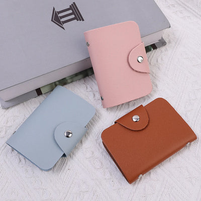 24 Bits Credit Card Holder Business Bank Card Pocket PU Large Capacity Card Cash Storage Clip Organizer Case ID Holder Pouch - Smarsty