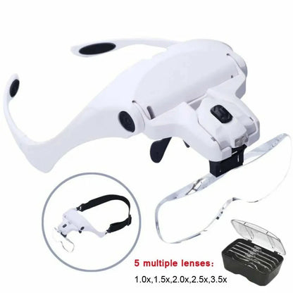 LED Light Head Magnifier with Adjustable 5 Lenses - Smarsty