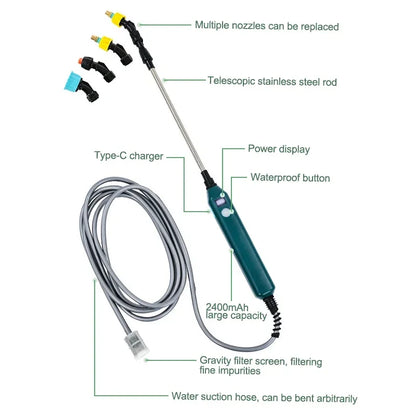 2400mAh High Pressure Electric Garden Sprayer with Nozzles - Smarsty