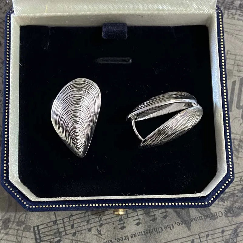 Vintage Metal Stud Earrings Punk Silver Geometric Irregular - Smarsty