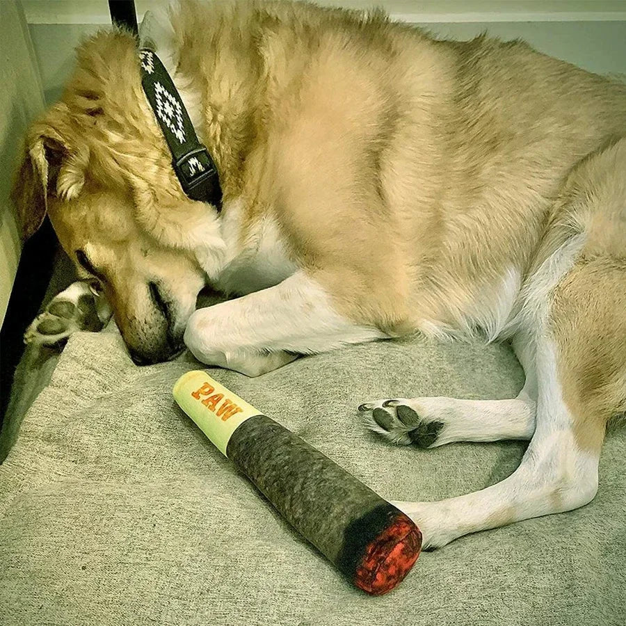 Funny Interactive Cigar Plush Squeaky Dog Toy - Smarsty