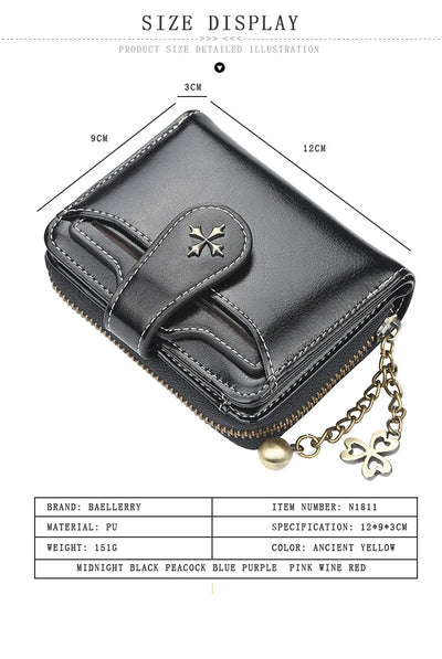 Women Wallets and Purses PU Leather Money Bag Female Short Hasp Purse Small Coin Card Holders Blue Red Clutch New Women Wallet - Smarsty