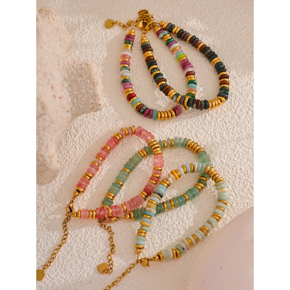 Colorful Natural Stone Beads Waterproof Bracelet for Women - Smarsty
