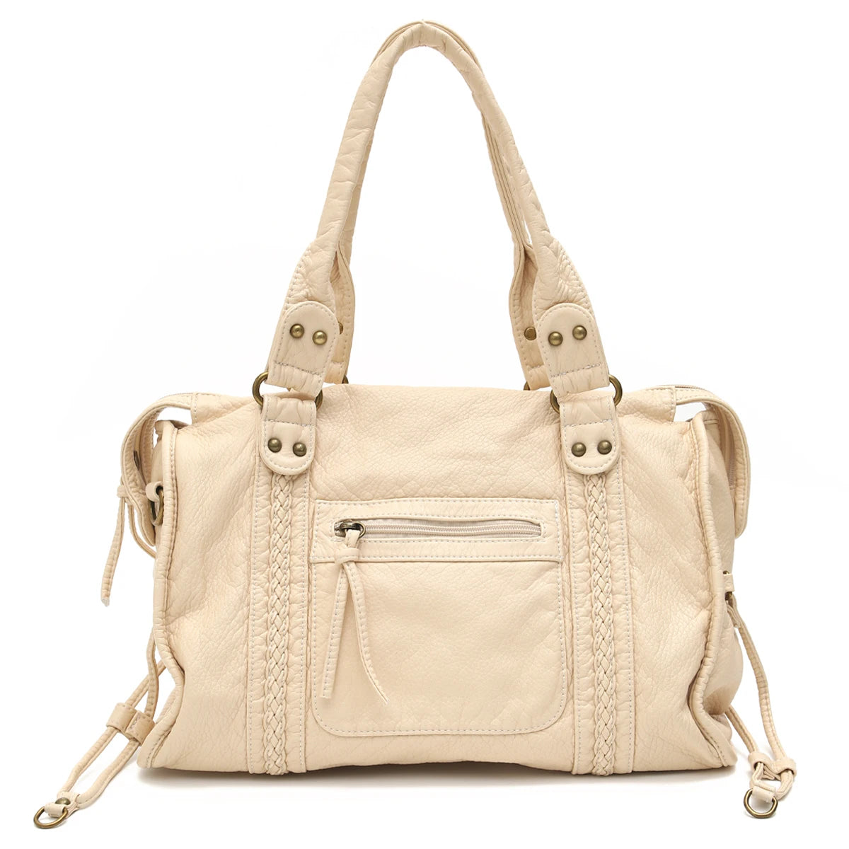 PU Leather Tote Bag With Zip Pockets Crossbody For Travel - Smarsty