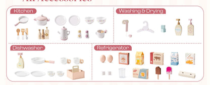 Robotime Robud Kids Corner Kitchen Playset Wooden Play Kitchen Set with Realistic Sound Pretend Play Gift for Boys Girls Pink by Smarsty