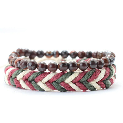 Natural Coconut Husk Wood Bracelet Set for Men - Smarsty