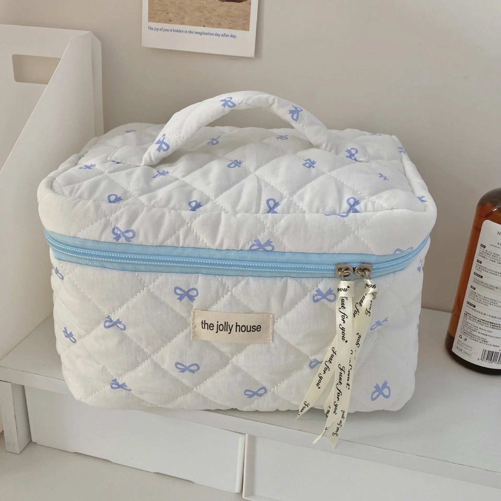 Cherry Print Makeup Bag Cosmetic Tote Organizer For Travel - Smarsty