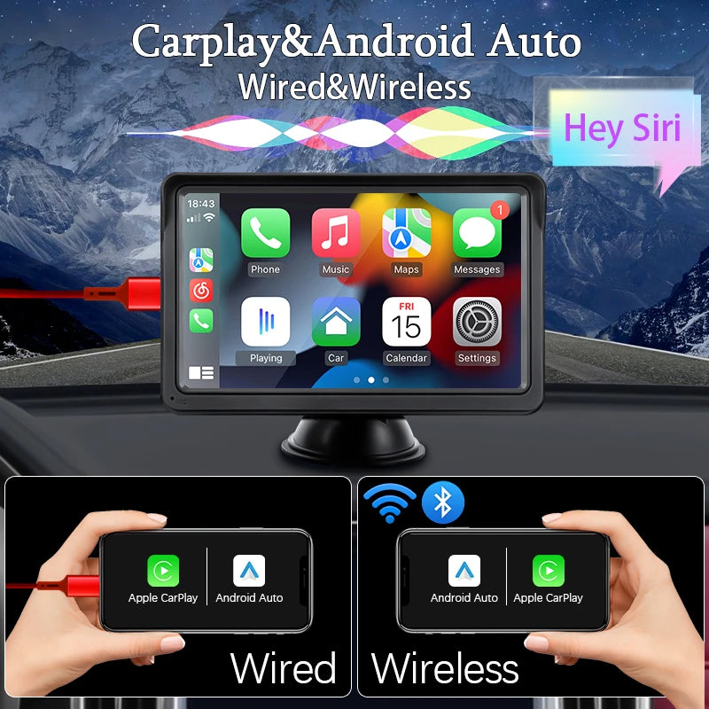 7 Inch CarPlay Android Auto Multimedia Receiver With Touch - Smarsty