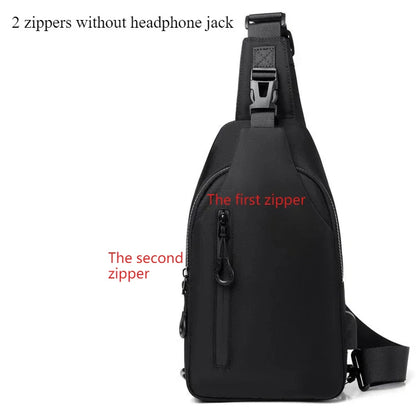 Mens Nylon Chest Bag With USB Charging Compact Crossbody - Smarsty