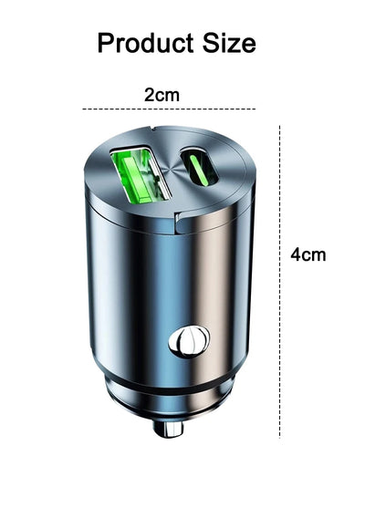 200W mini car charger fast charging for iPhone QC3.0 mini PD USB Type C car mobile phone charger for Xiaomi Samsung Huawei - Smarsty
