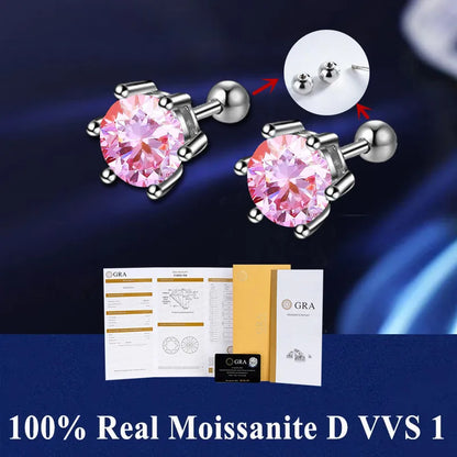 D VVS1 Moissanite Stud Earrings S925 Platinum Plating - Smarsty