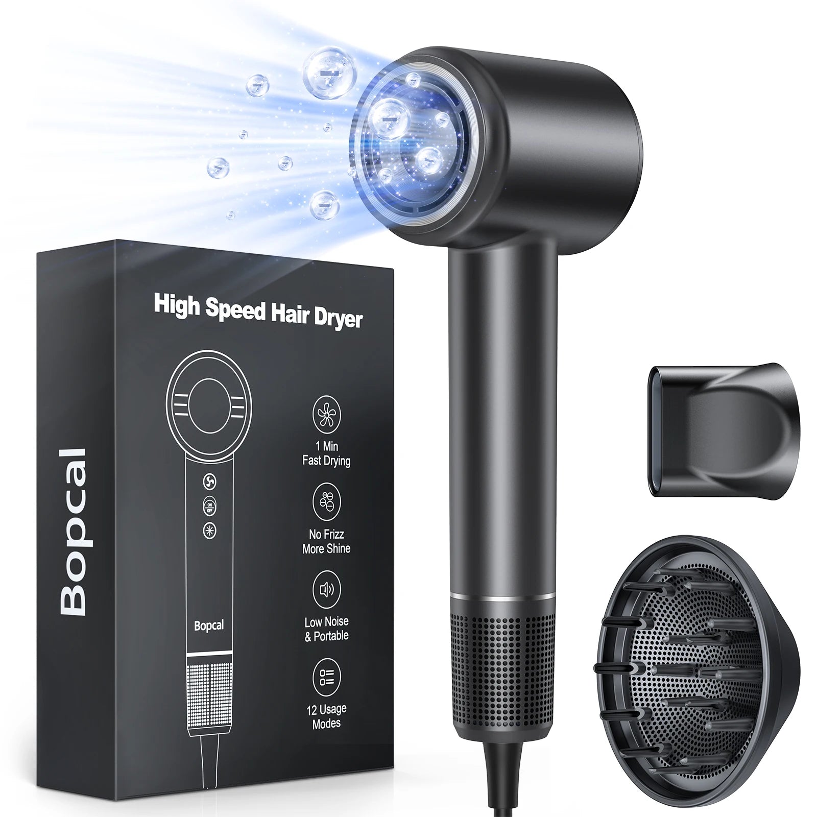 High Speed Hair Dryer with Diffuser and Negative Ions - Smarsty