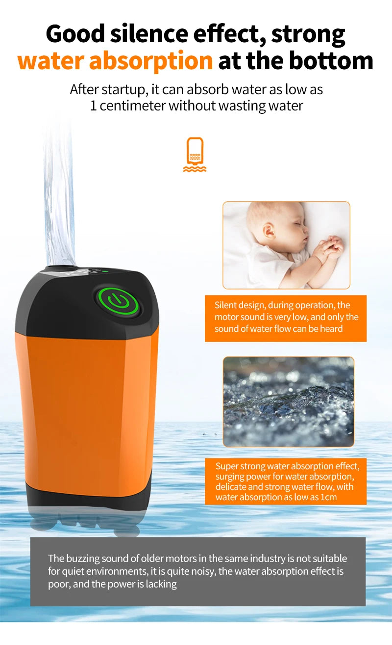Portable Rechargeable Electric Shower Pump USB Powered Waterproof for Outdoor Camping Beach Hiking Pet Bath Car Wash