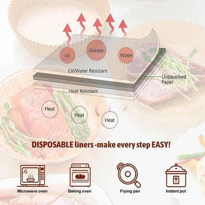 Air Fryer Disposable Baking Paper Mats 50/100PCS Nonstick Absorbent Design - Smarsty