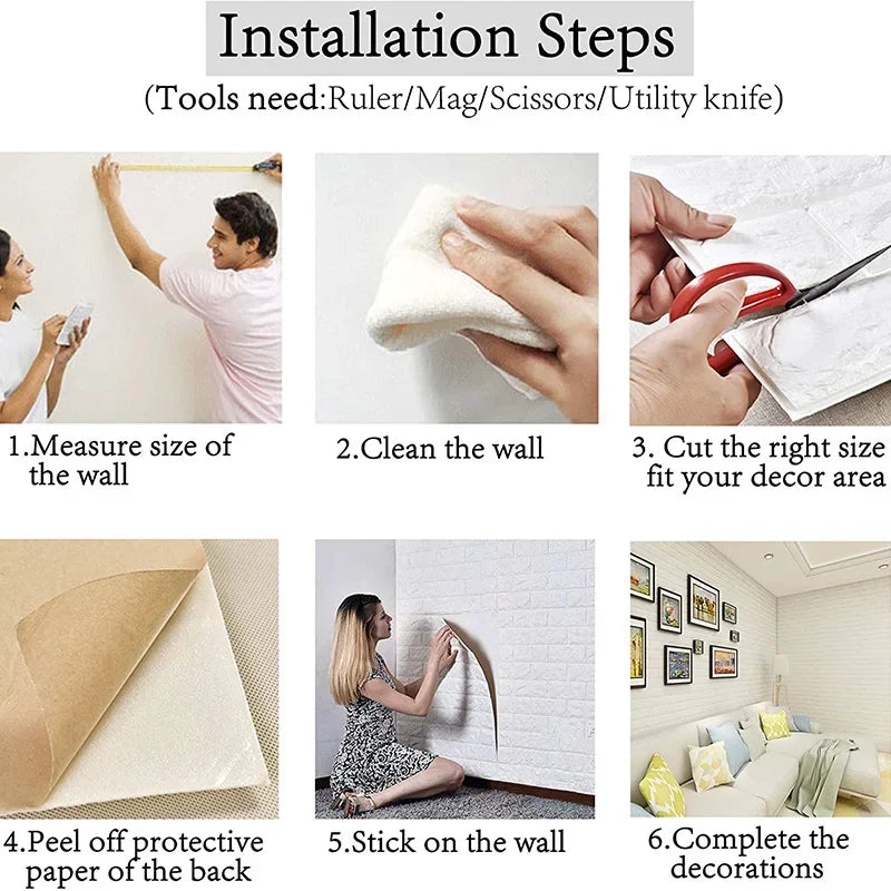 3D Foam Brick Wall Panels Self Adhesive Waterproof Decor - Smarsty