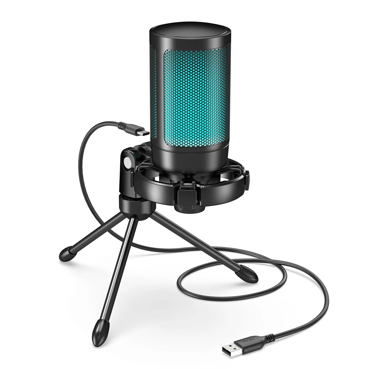 AmpliGame RGB USB Gaming Microphone with Mute Feature - Smarsty