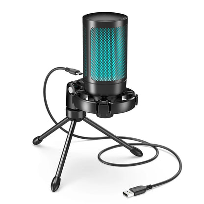 AmpliGame RGB USB Gaming Microphone with Mute Feature - Smarsty