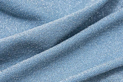 Halter Top Glitter Tanks 2025 Summer Outfits Blue Bright Silk Camis Ruched Top Crop Backless Vests Sexy Tops Cropped Clothes