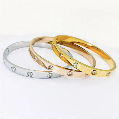 Gold Color Zircon Cross Nut Nail Bracelet for Women - Smarsty