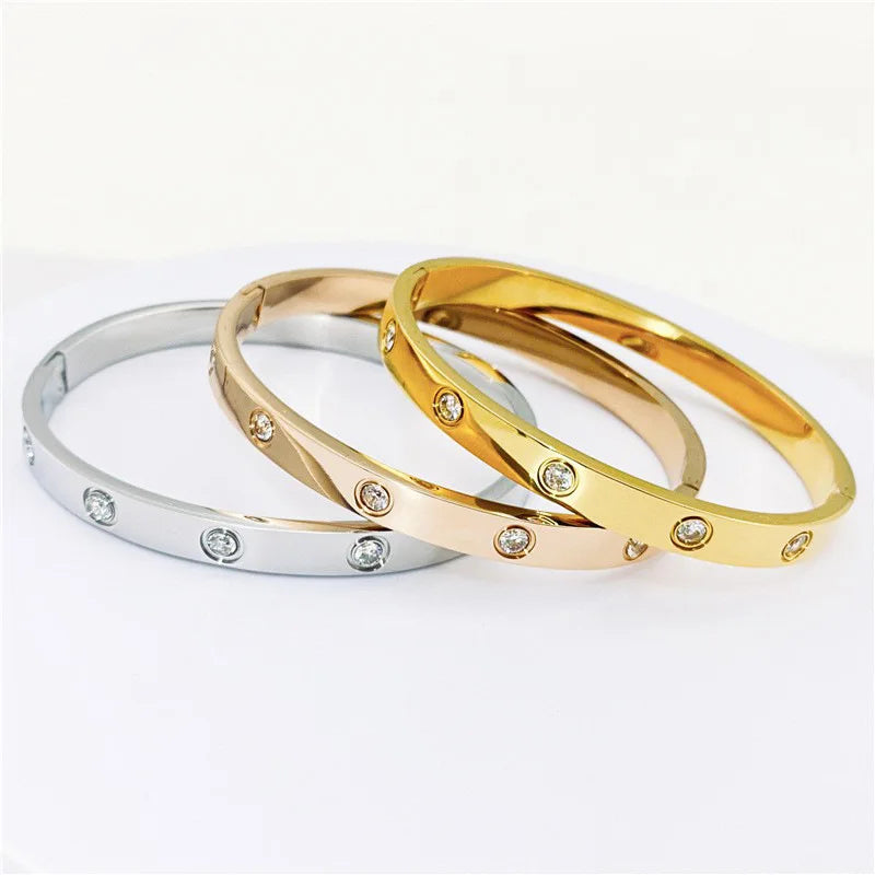 Gold Color Zircon Cross Nut Nail Bracelet for Women - Smarsty