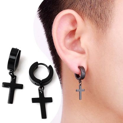 Stainless Steel Cross Dangle Earrings for Men and Women - Smarsty