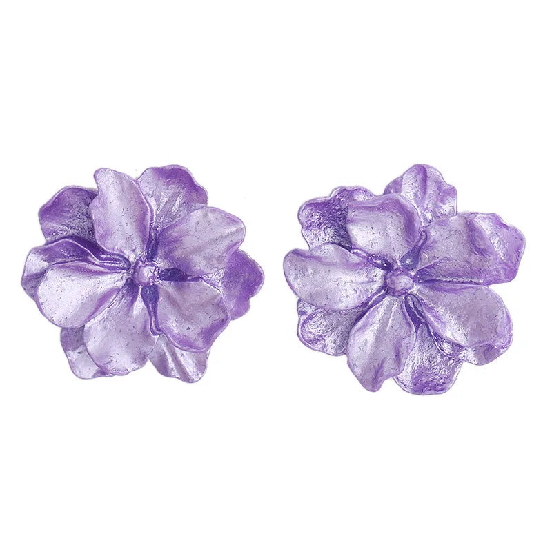 Large White Camellia Resin Stud Earrings Bridal Gift - Smarsty