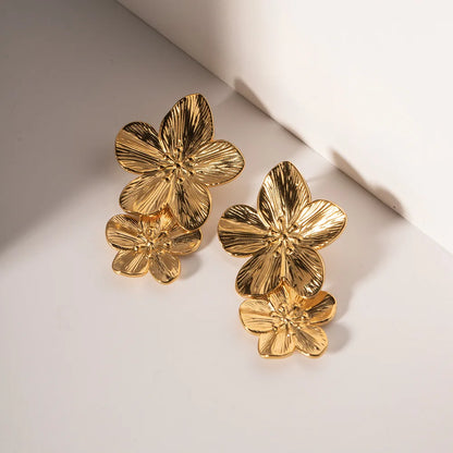 Vintage Gold Flower Drop Earrings for Women Stylish Design - Smarsty