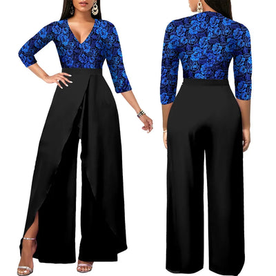 Women Dress Elegant Flower Party Dress Off the Shoulder Short Sleeve Slit Maxi Long Dresses for Woman - Smarsty