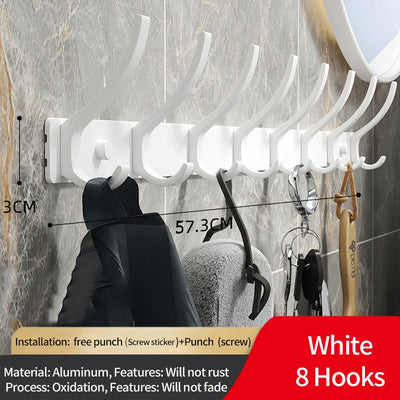 Black and White Folding Robe Hooks for Bathroom Storage - Smarsty