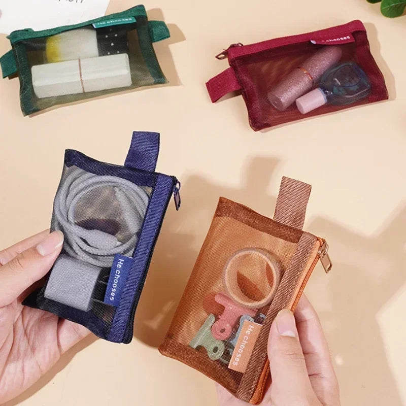 Small Square Nylon Coin Pouch With Zipper Card Holder - Smarsty