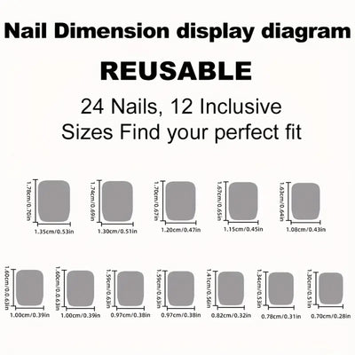 24 Piece Short Square Fake Nails with Colorful French Design - Smarsty