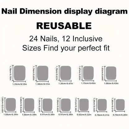 24 Piece Short Square Fake Nails with Colorful French Design - Smarsty