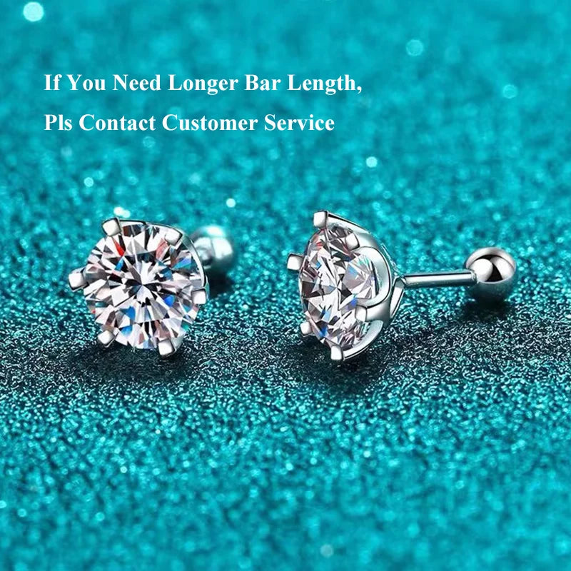 Moissanite Stud Earrings D Color 925 Sterling Silver - Smarsty