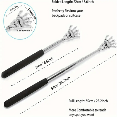 silvery Telescopic Back Scratcher,  Portable Extendable Stainless Steel  Scratchers for Men Women ，Mothers Gifts，Gifts For Men，G - Smarsty
