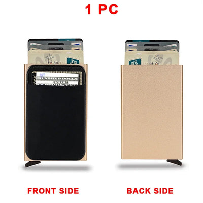 Rfid Smart Credit Card Holder Wallets Metal Slim Pop Up Minimalist Men Wallets Black Male Purse Money Bags Carteira Masculina - Smarsty