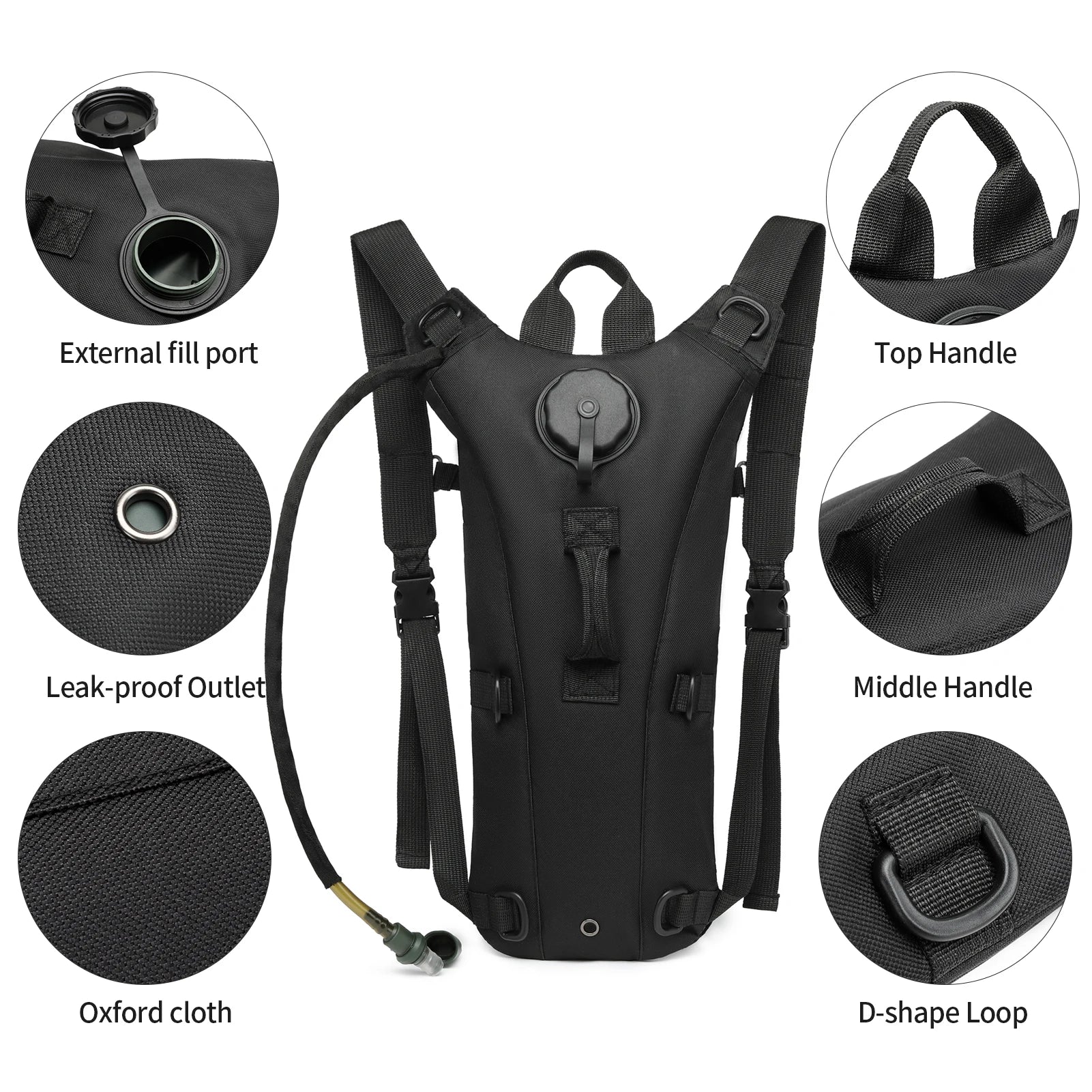 Tactical Water Hydration Pack - Military Class Camel Backpack with 3L Leakproof Water Bladder for Running, Jogging, Cycling - Smarsty