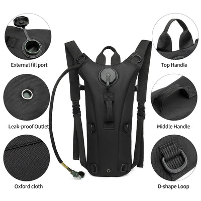 Tactical Water Hydration Pack - Military Class Camel Backpack with 3L Leakproof Water Bladder for Running, Jogging, Cycling - Smarsty